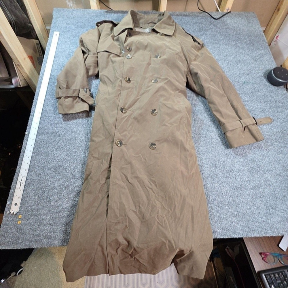 Vintage Brooks Brothers Coat Mens 44 Brown Trench Belted Long Classic USA